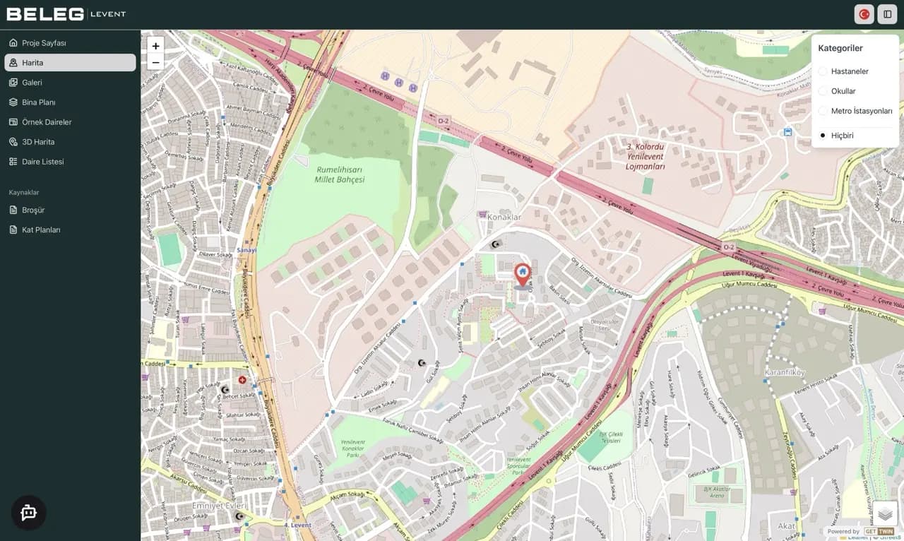 GetTwin yakınlık haritası